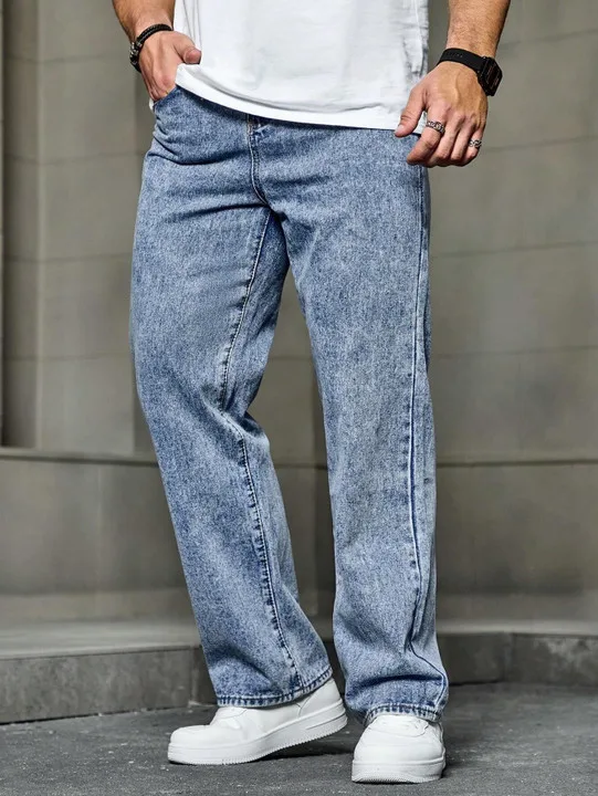 Men's Baggy Fit Acid Wash Denim Jeans